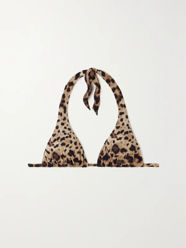 Dolce & Gabbana Leopard-print Halterneck Bikini Top