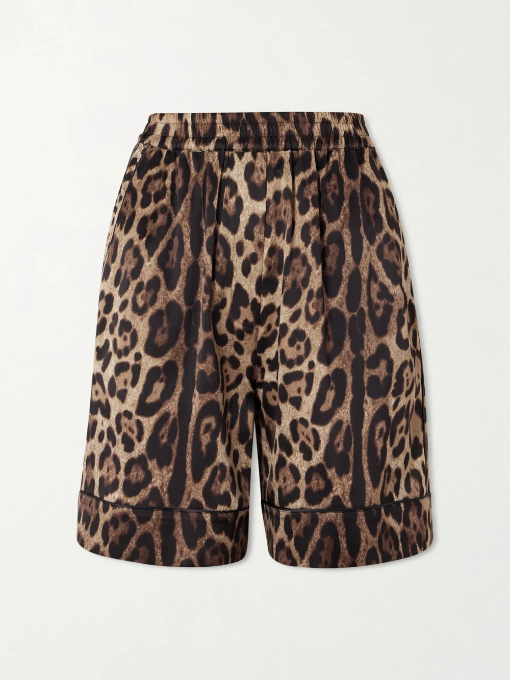 Dolce & Gabbana Leopard-print Silk-blend Satin Shorts in leopard print