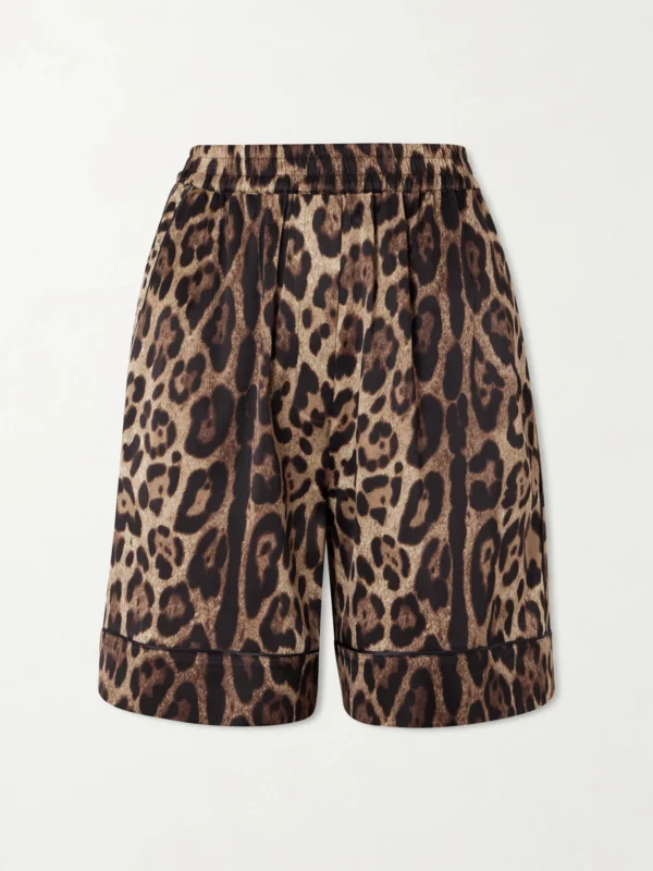 Dolce & Gabbana Leopard-print Silk-blend Satin Shorts