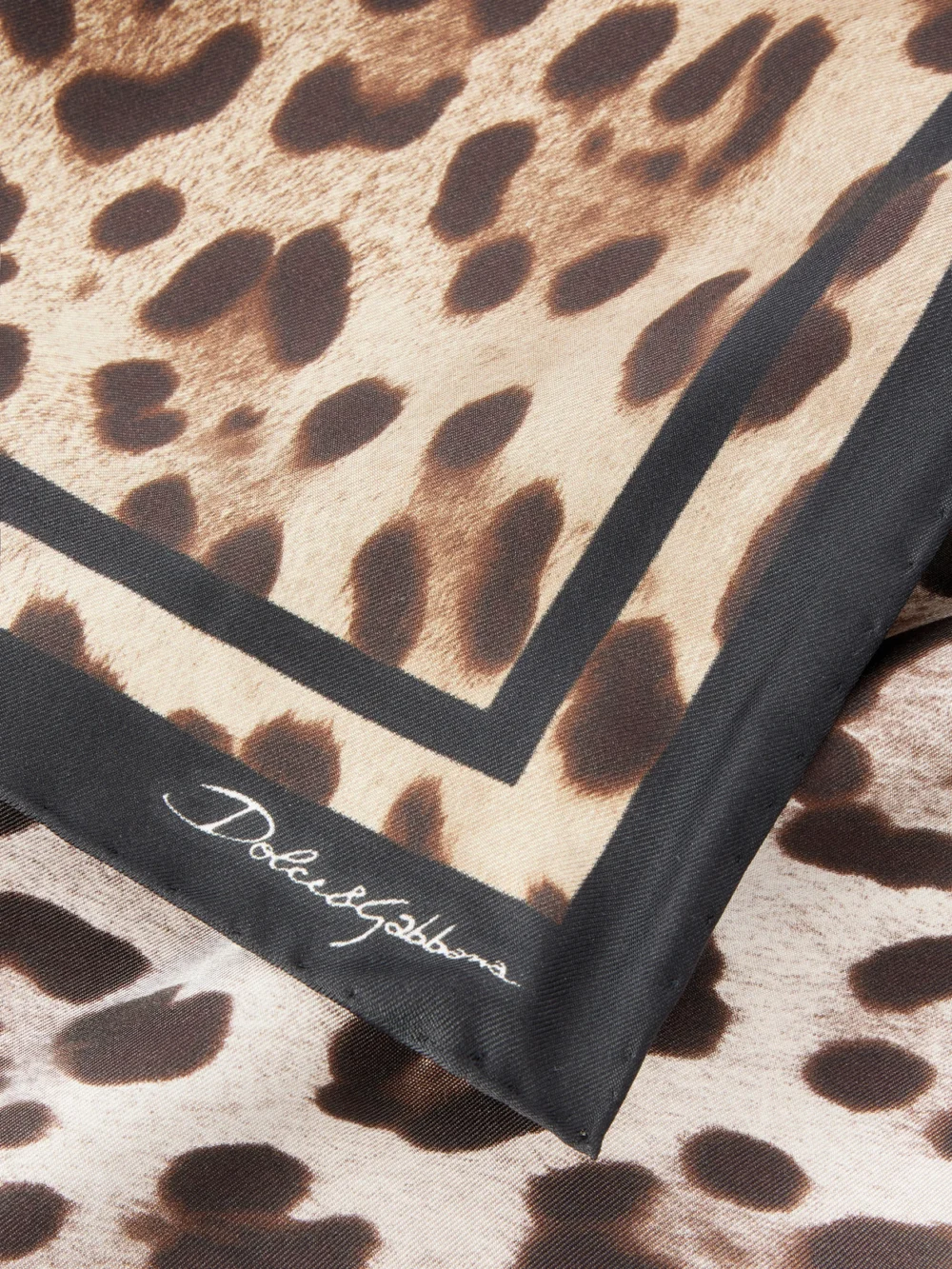 Close-up detail of the Dolce & Gabbana Leopard-print Silk-twill Scarf