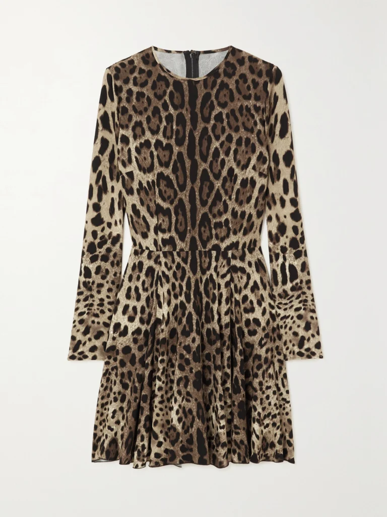 Dolce & Gabbana Leopard-print Stretch-satin Mini Dress