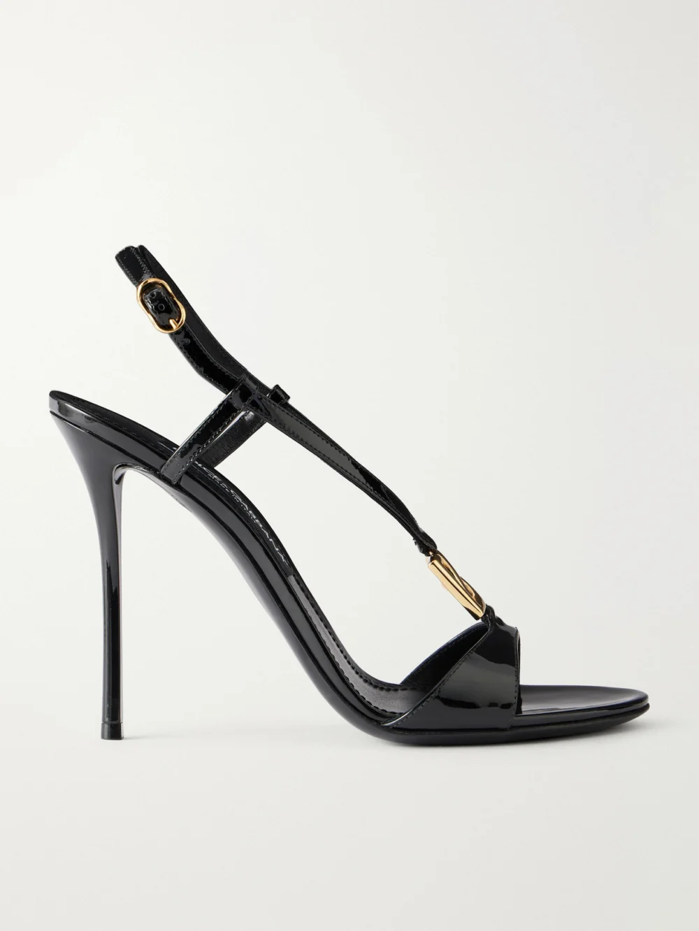 Dolce & Gabbana Logo-detailed 105 Patent-leather Sandals in black