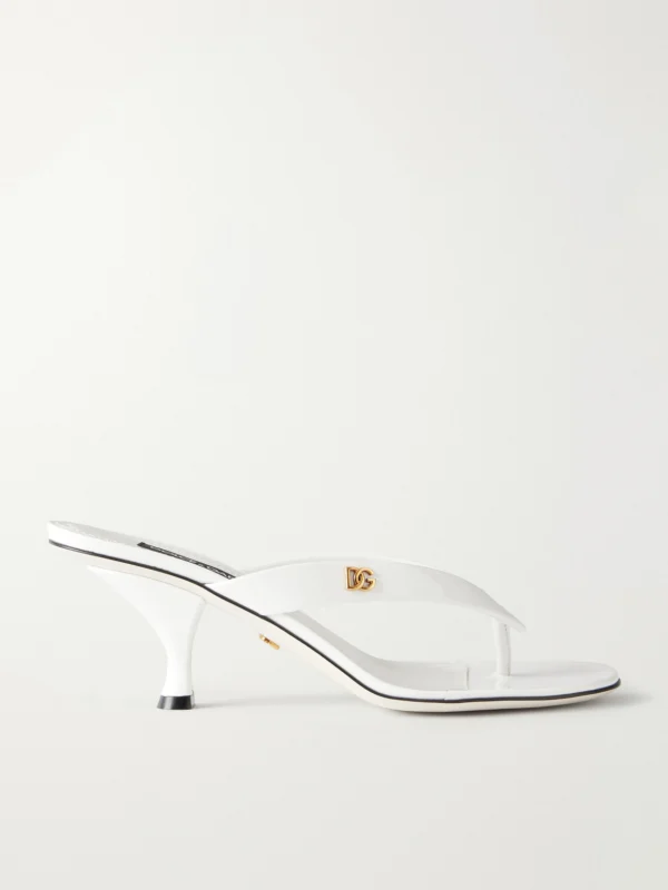 Dolce & Gabbana Logo-detailed Patent-leather Thong Sandals