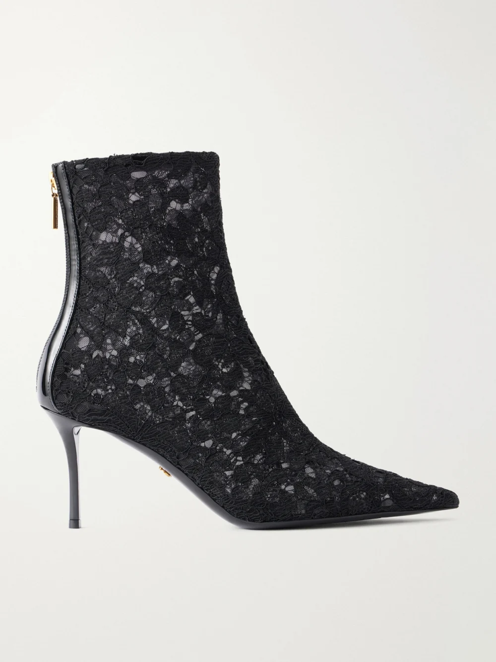 Dolce & Gabbana Lollo Leather-trimmed Lace Ankle Boots in black