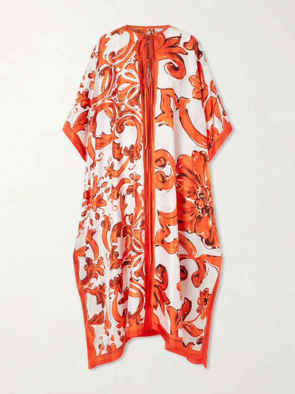 Dolce & Gabbana Maiolica Printed Silk Maxi Dress in orange