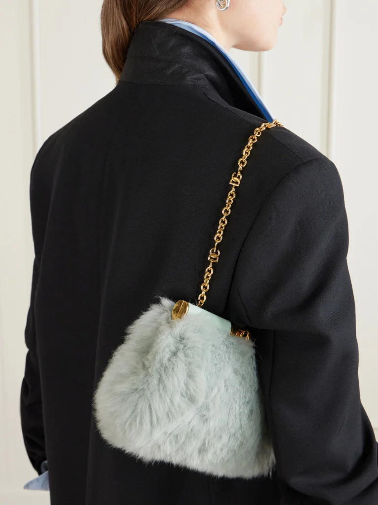 Dolce & Gabbana Marlene Leather-trimmed Shearling Shoulder Bag