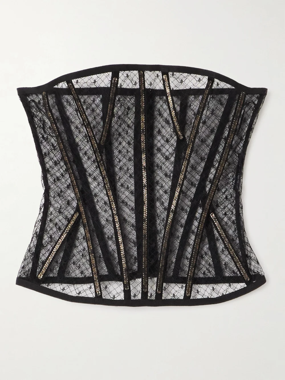 Dolce & Gabbana Metallic Point D'esprit Bustier Top in black