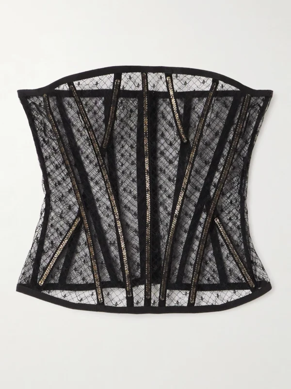 Dolce & Gabbana Metallic Point D'esprit Bustier Top