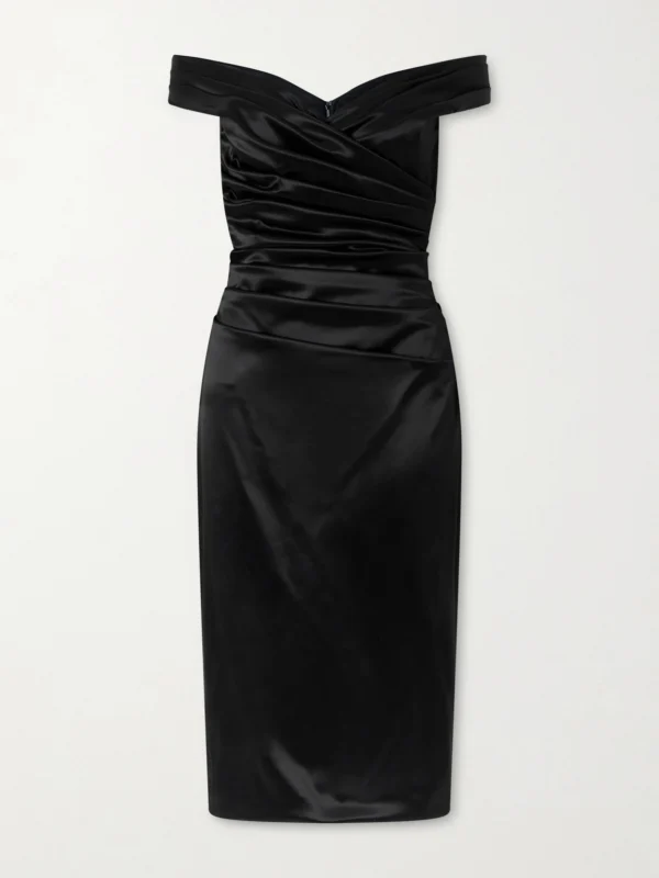 Dolce & Gabbana Off-the-shoulder Draped Satin Midi Dress