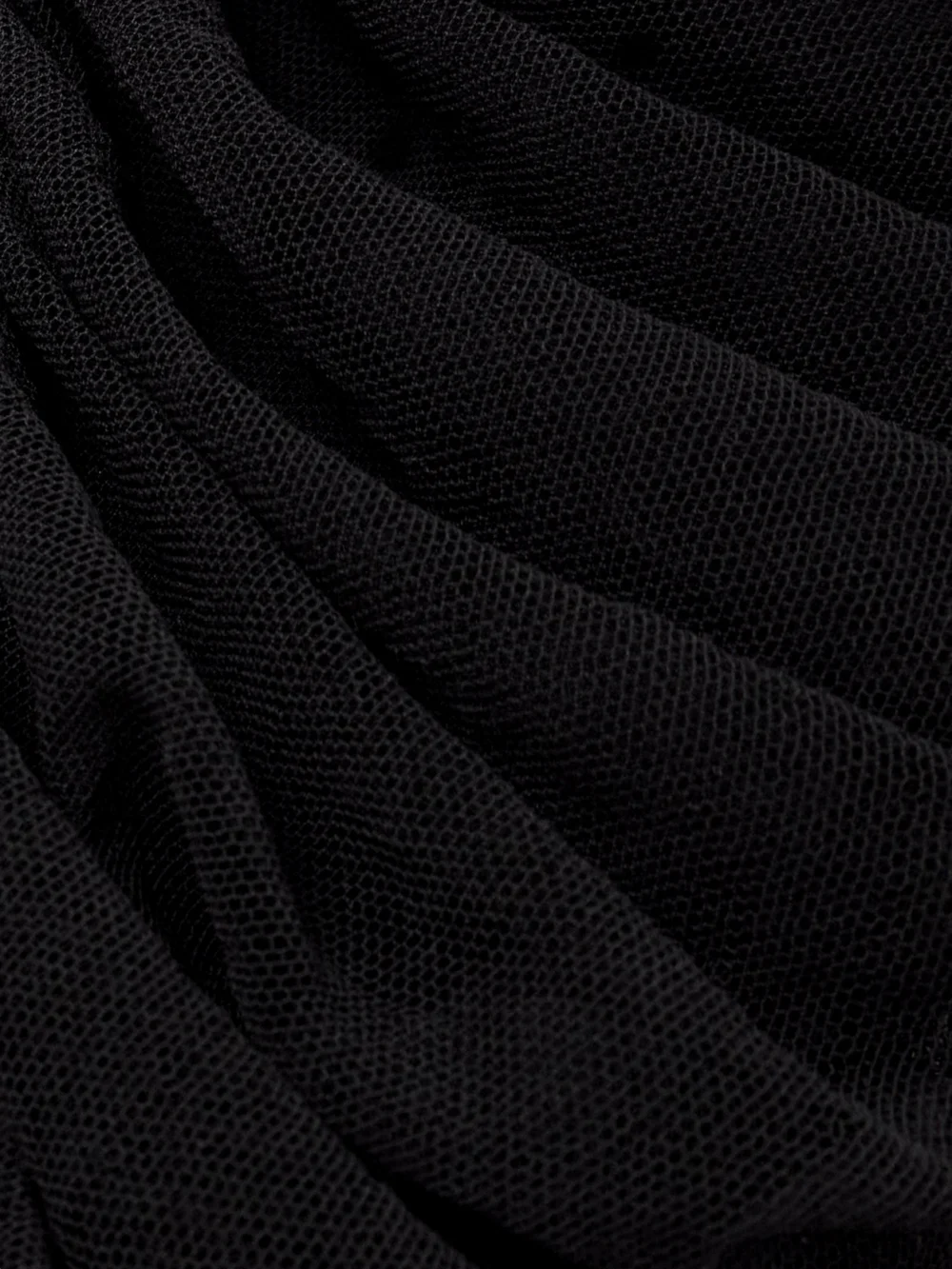 Close-up detail of the Dolce & Gabbana Off-the-shoulder Ruched Stretch Cotton-blend Tulle Midi Dress