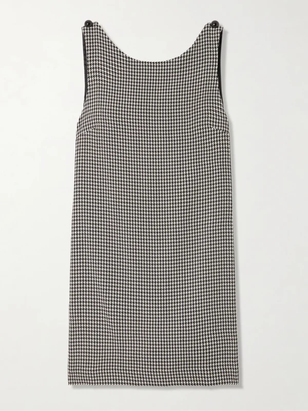 Dolce & Gabbana Open-back Houndstooth Wool-blend Mini Dress
