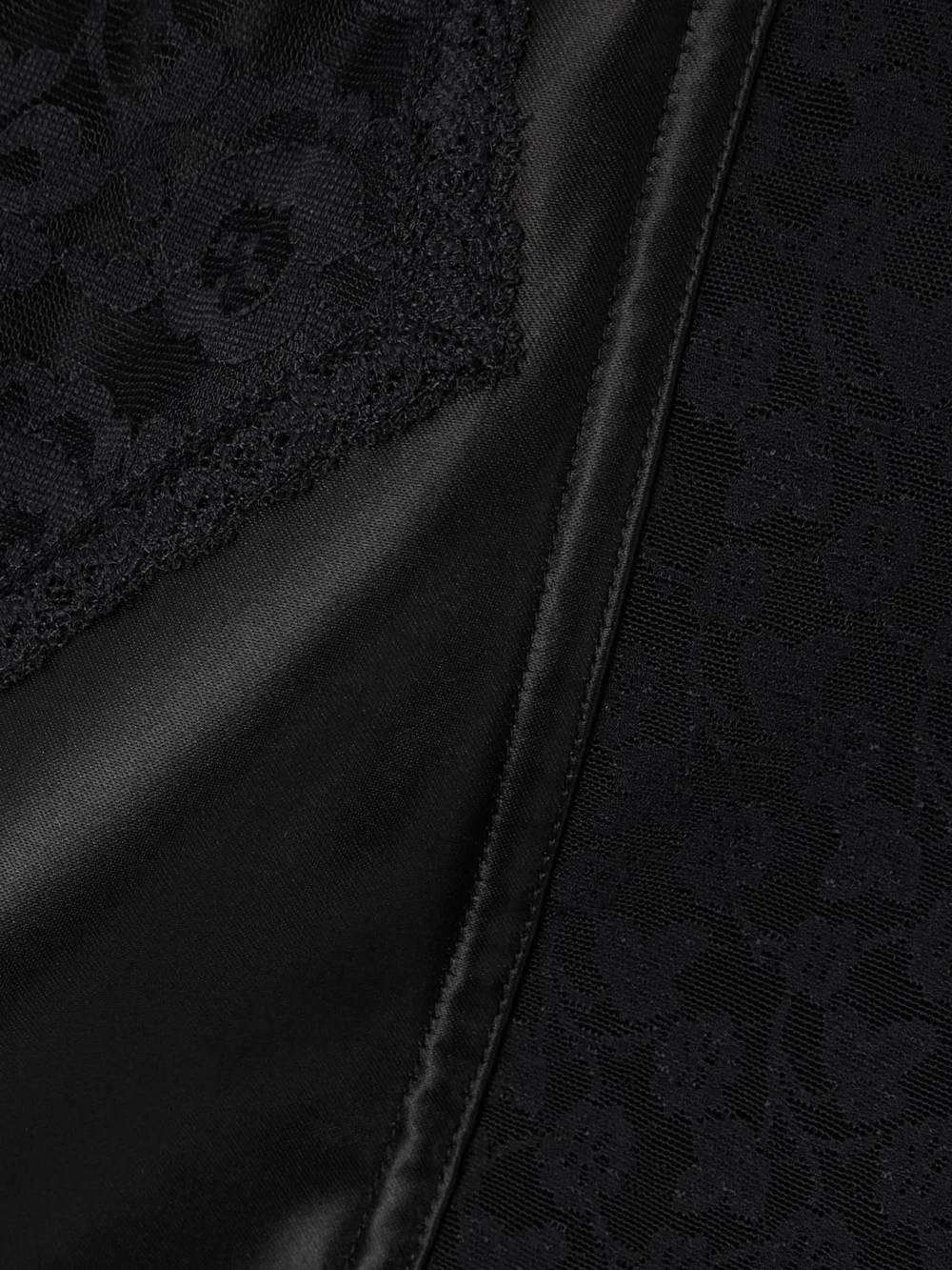 Close-up detail of the Dolce & Gabbana Paneled Satin and Lace Midi Skirt