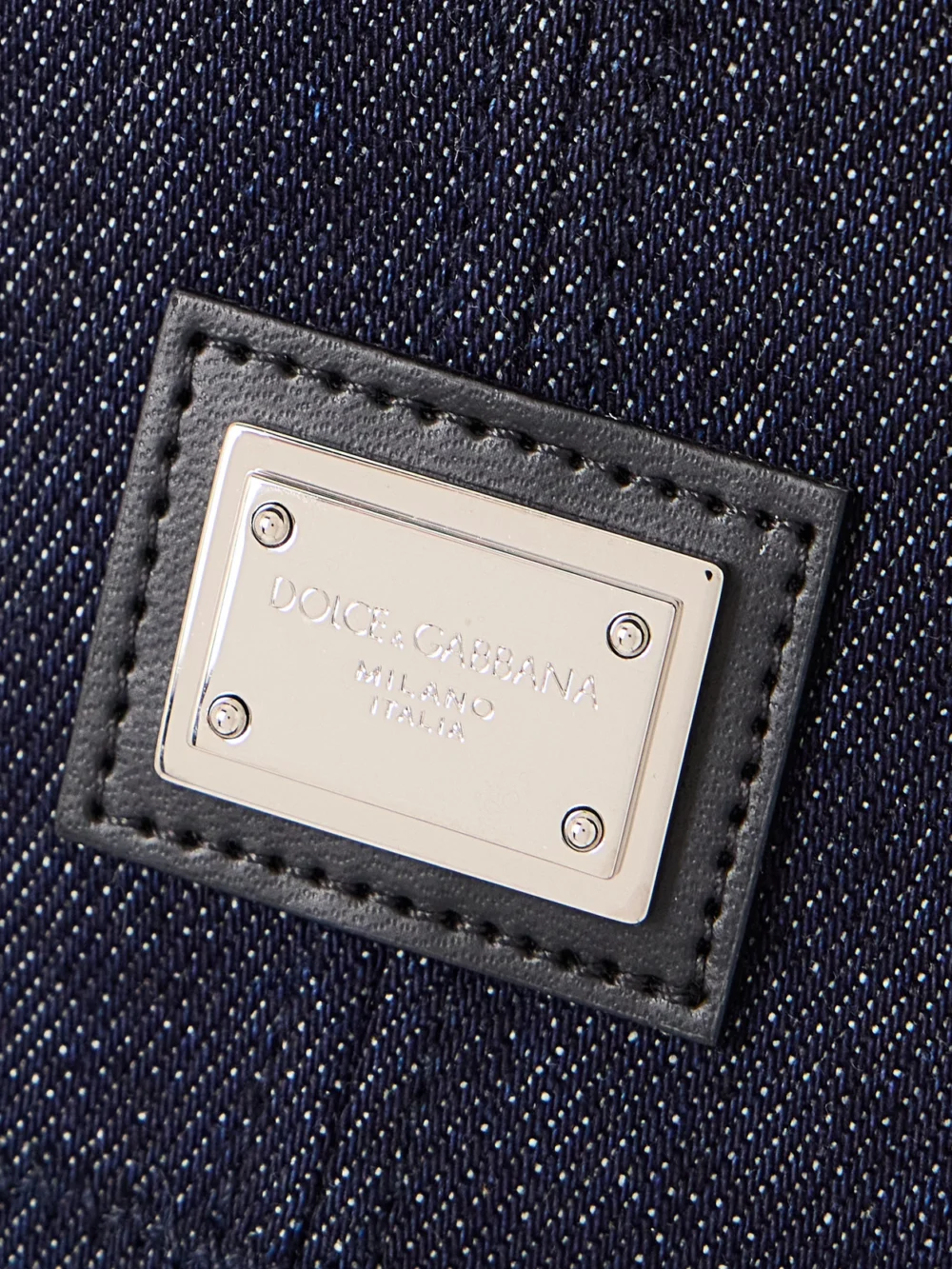 Close-up detail of the Dolce & Gabbana Picot-trimmed Denim Bustier Top