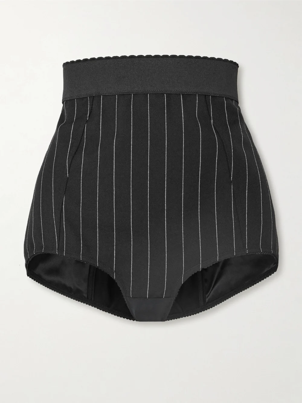 Dolce & Gabbana Pinstriped Wool-blend Twill Shorts in black