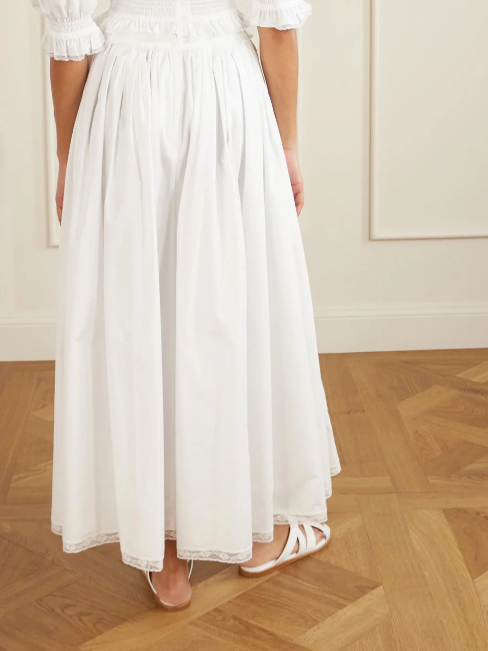 Back view of the Dolce & Gabbana Pleated Cotton-blend Drawstring Maxi Skirt