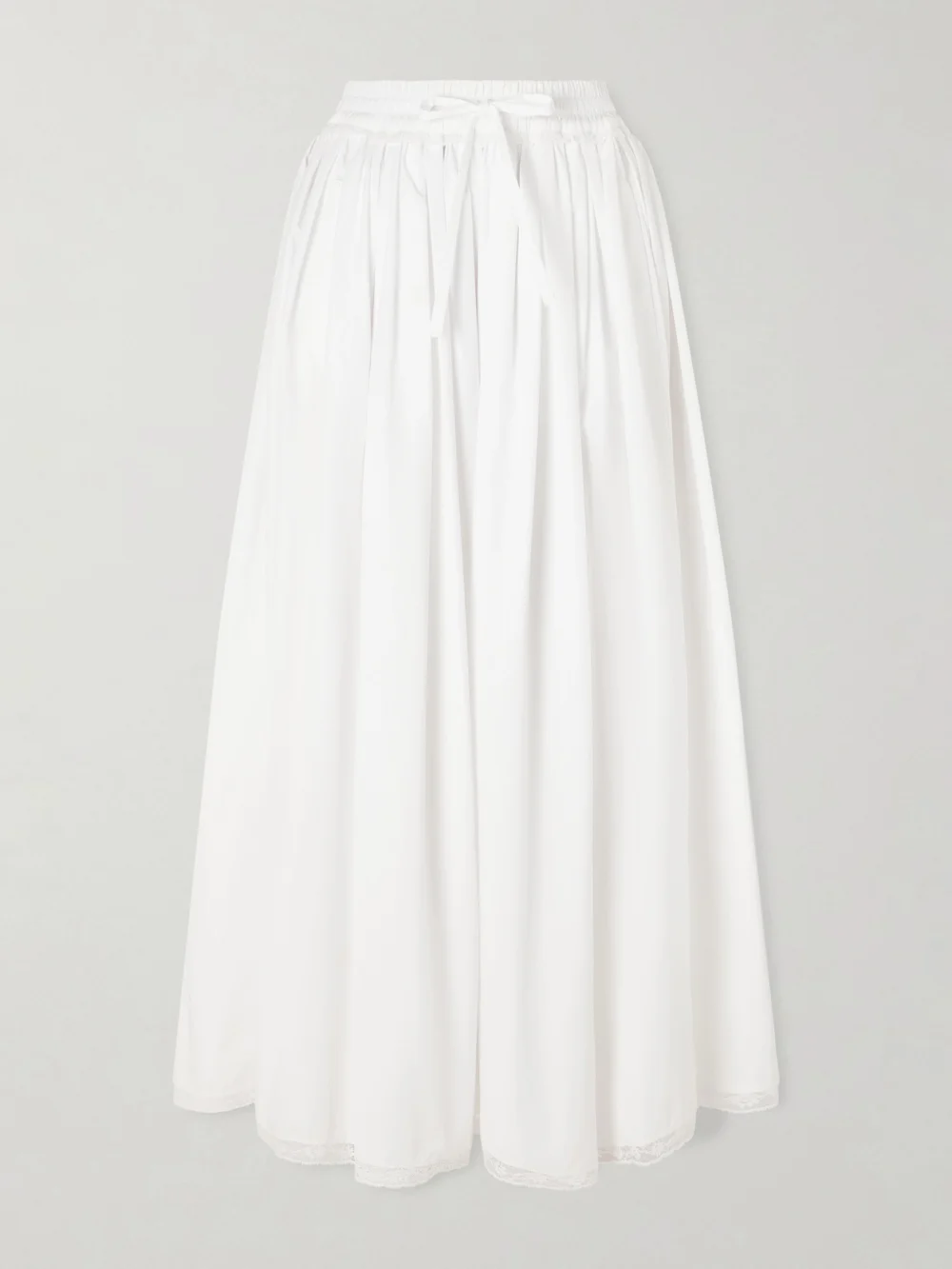 Dolce & Gabbana Pleated Cotton-blend Drawstring Maxi Skirt in white