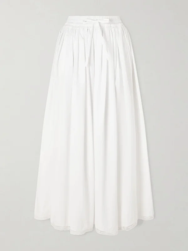 Dolce & Gabbana Pleated Cotton-blend Drawstring Maxi Skirt