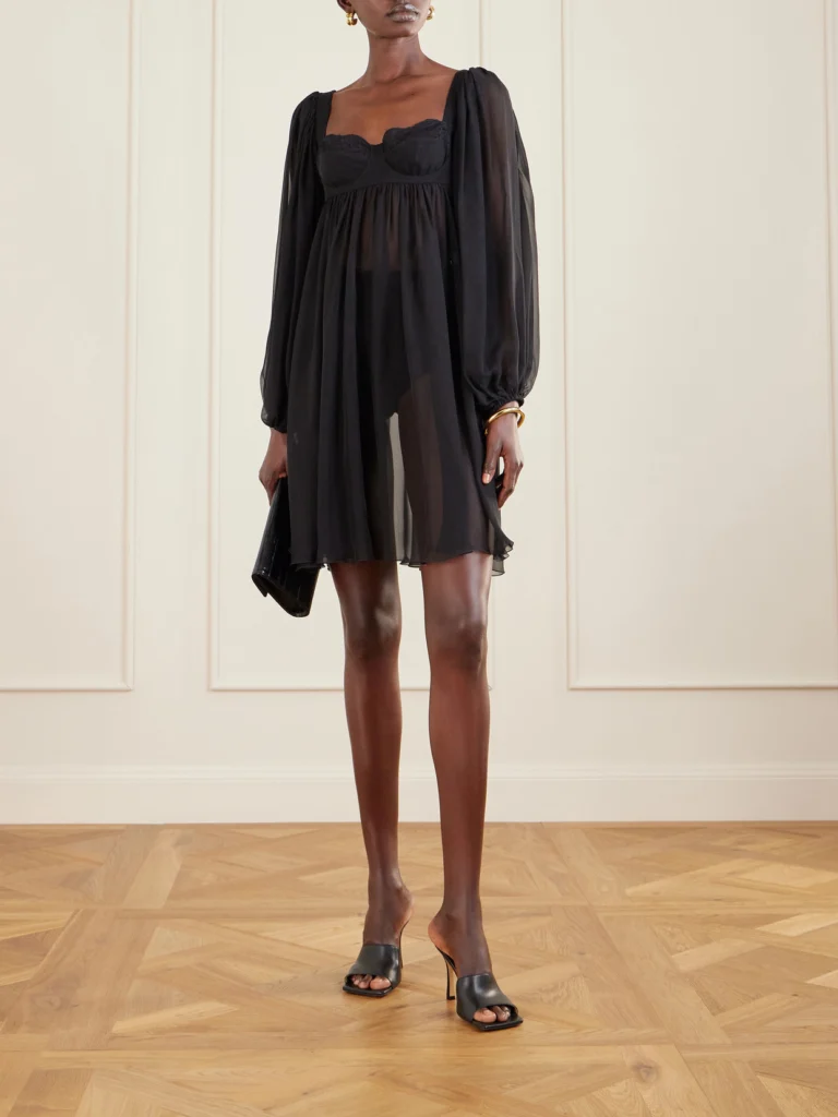 Dolce & Gabbana Pleated Lace-trimmed Silk and Cotton-blend Voile Mini Dress