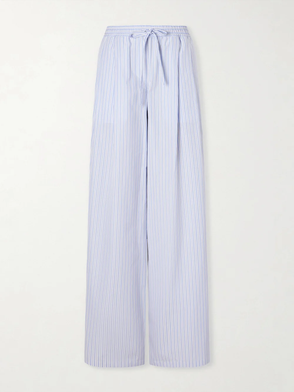 Dolce & Gabbana Pleated Striped Cotton-poplin Wide-leg Pants in blue