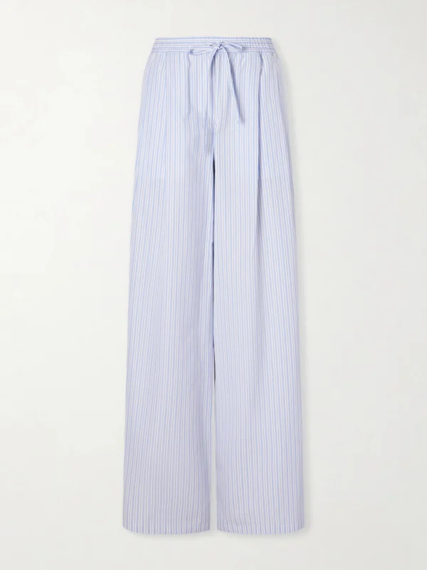 Dolce & Gabbana Pleated Striped Cotton-poplin Wide-leg Pants
