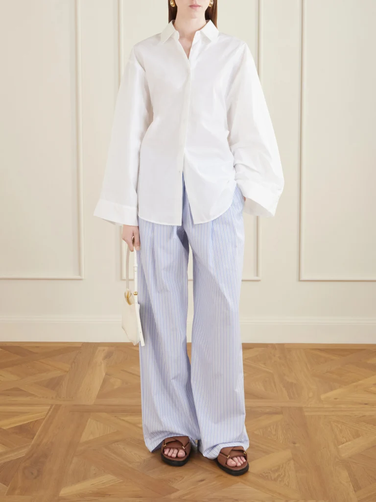 Dolce & Gabbana Pleated Striped Cotton-poplin Wide-leg Pants