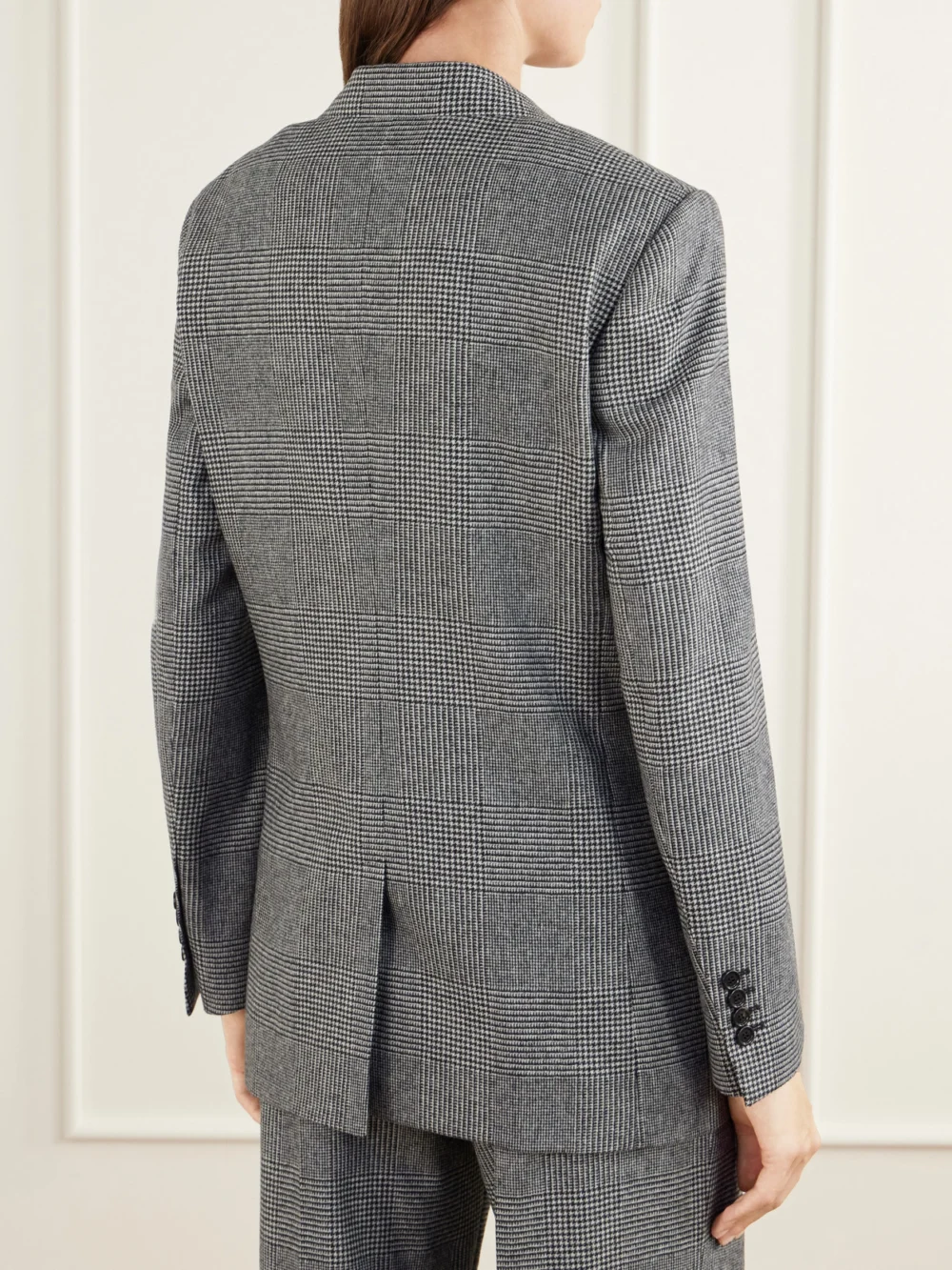 Back view of the Dolce & Gabbana Prince of Wales Checked Wool and Cashmere-blend Blazer
