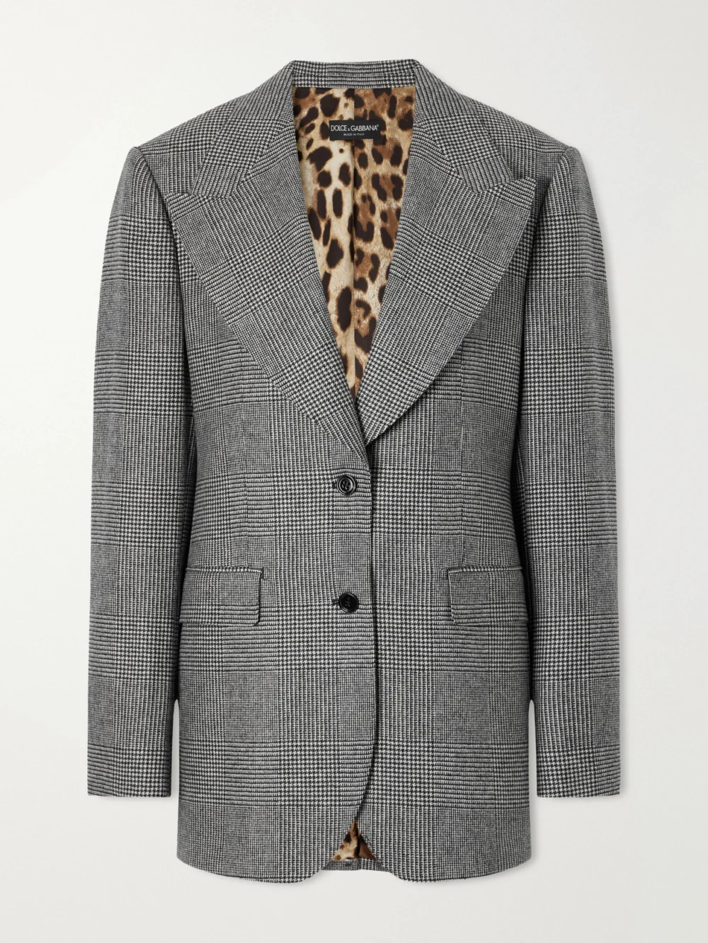 Dolce & Gabbana Prince of Wales Checked Wool and Cashmere-blend Blazer in gray