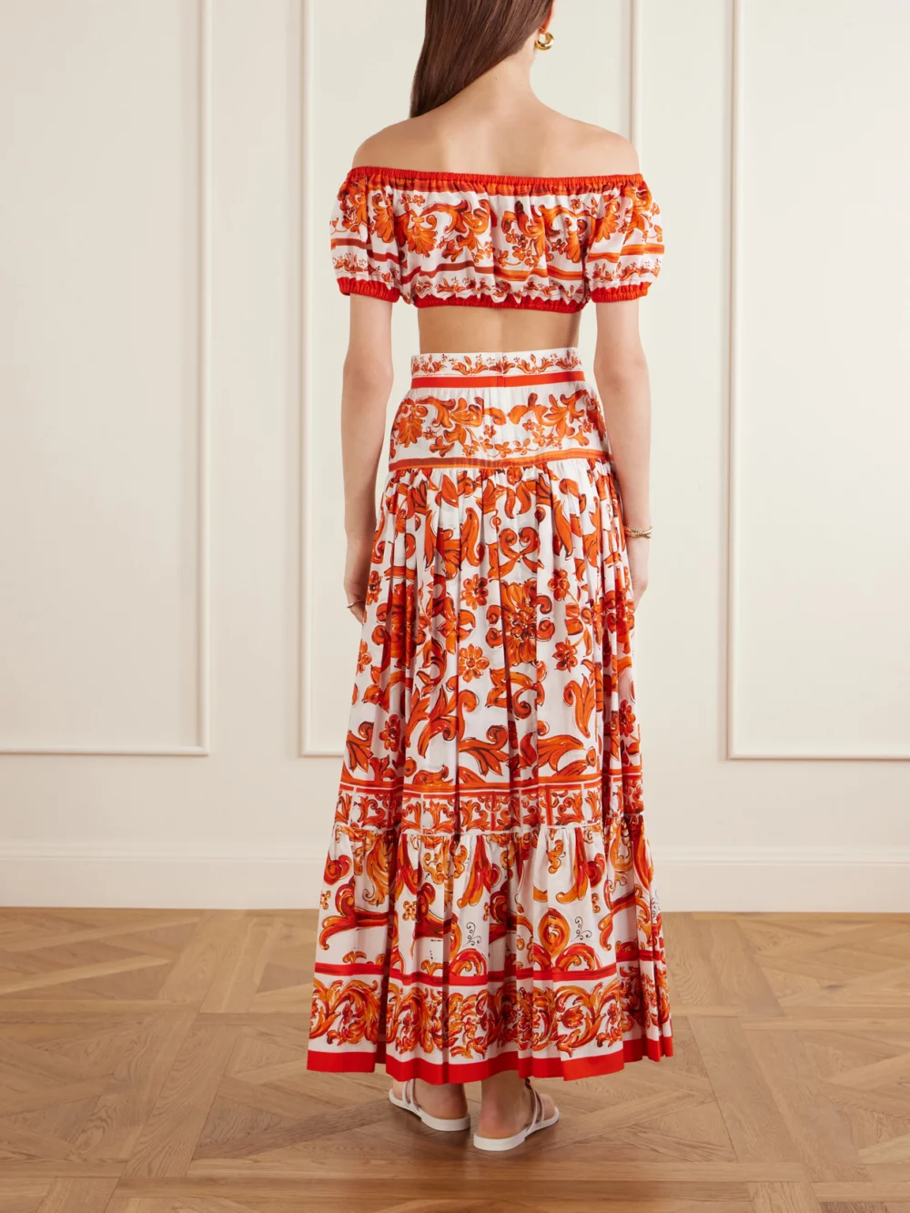 Back view of the Dolce & Gabbana Printed Cotton-poplin Maxi Skirt