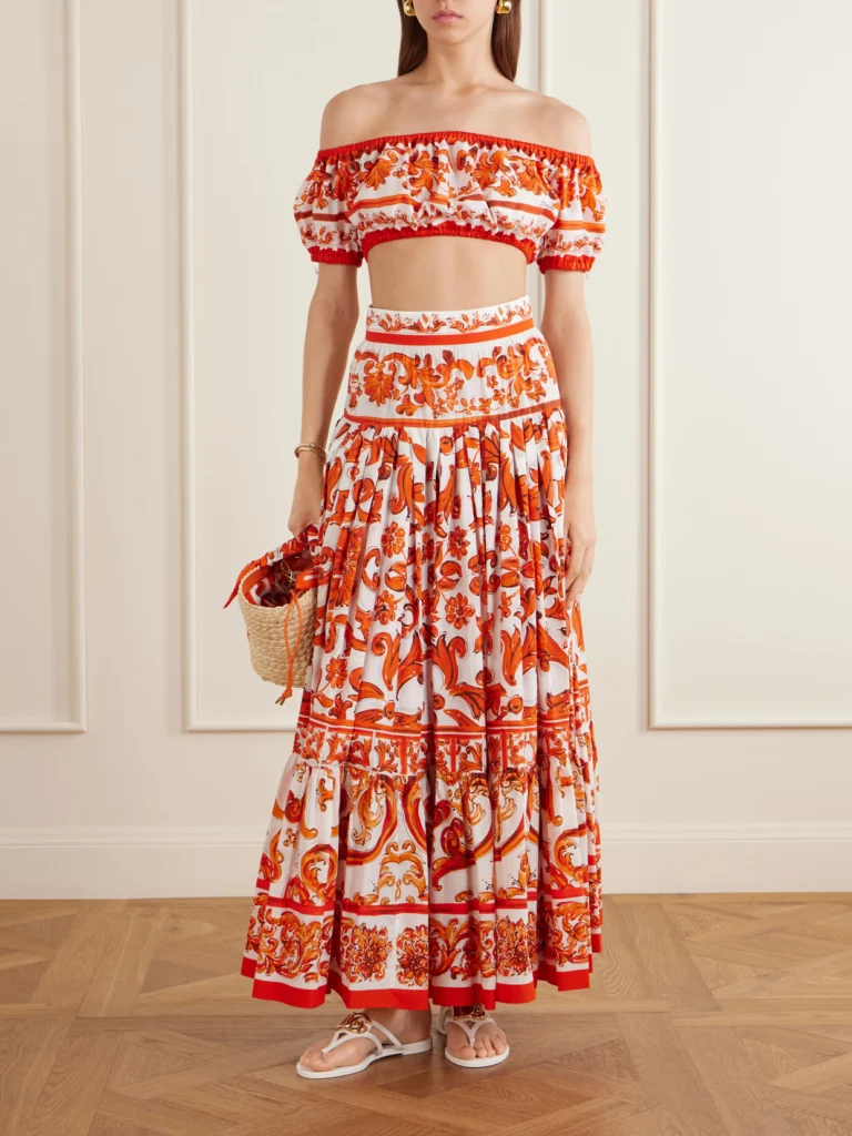 Dolce & Gabbana Printed Cotton-poplin Maxi Skirt