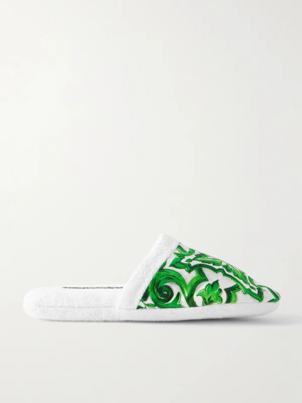 Dolce & Gabbana Printed Cotton Slippers
