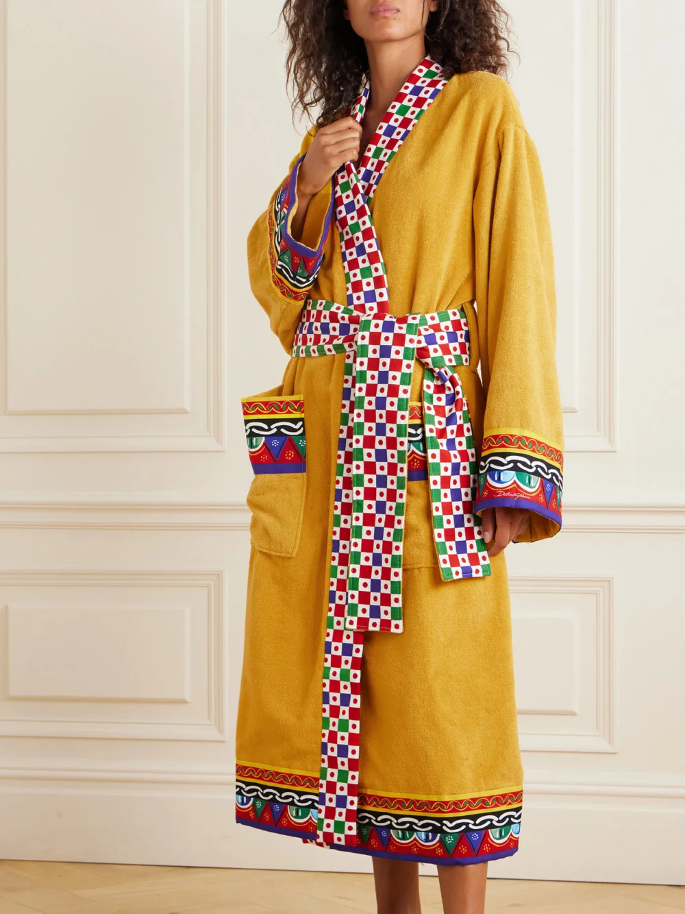 Dolce & Gabbana Printed Cotton-terry Robe, worn by a model