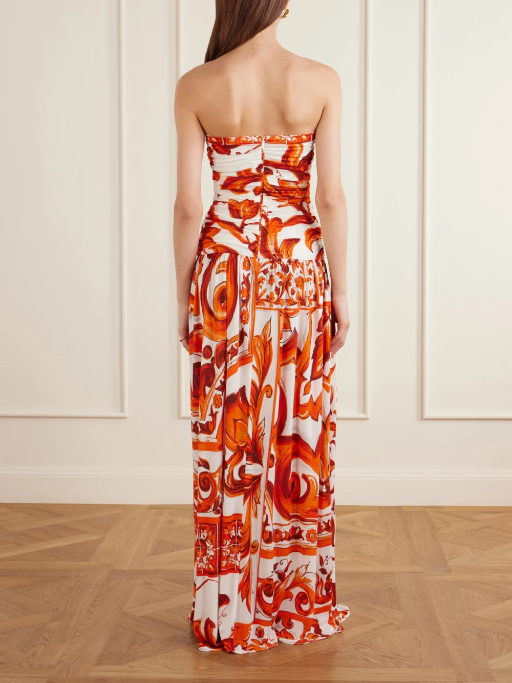 Back view of the Dolce & Gabbana Printed Organza Maxi Dress