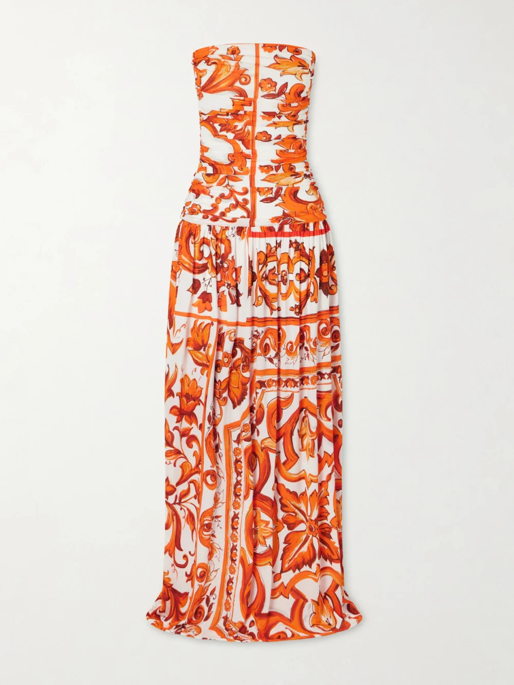 Dolce & Gabbana Printed Organza Maxi Dress in orange