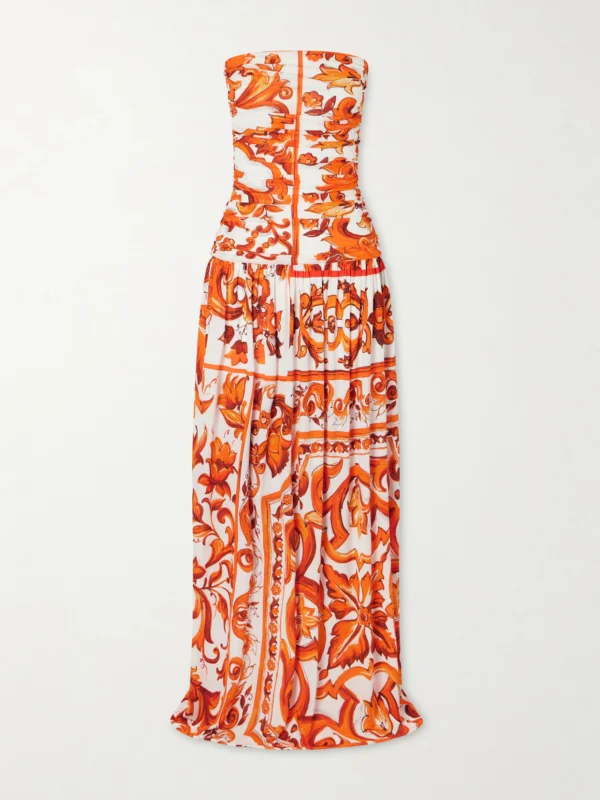 Dolce & Gabbana Printed Organza Maxi Dress