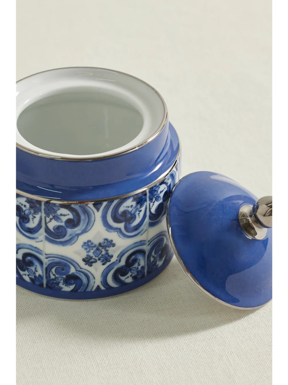 Close-up detail of the Dolce & Gabbana Printed Porcelain Sugar Bowl