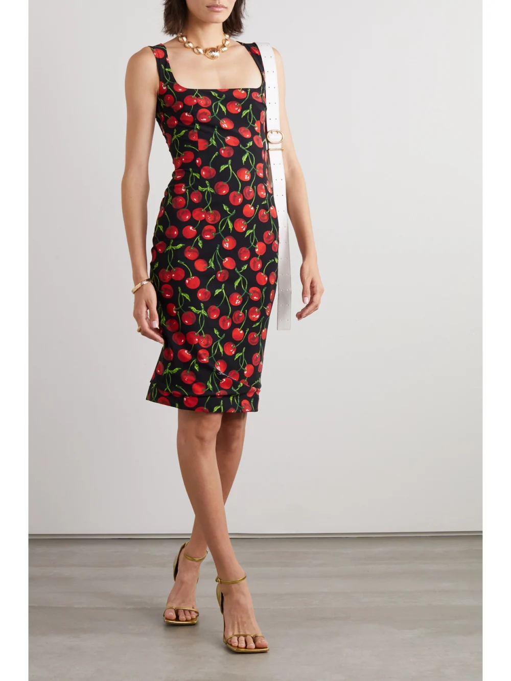 Dolce & Gabbana Printed Stretch-jersey Midi Dress, worn by a model