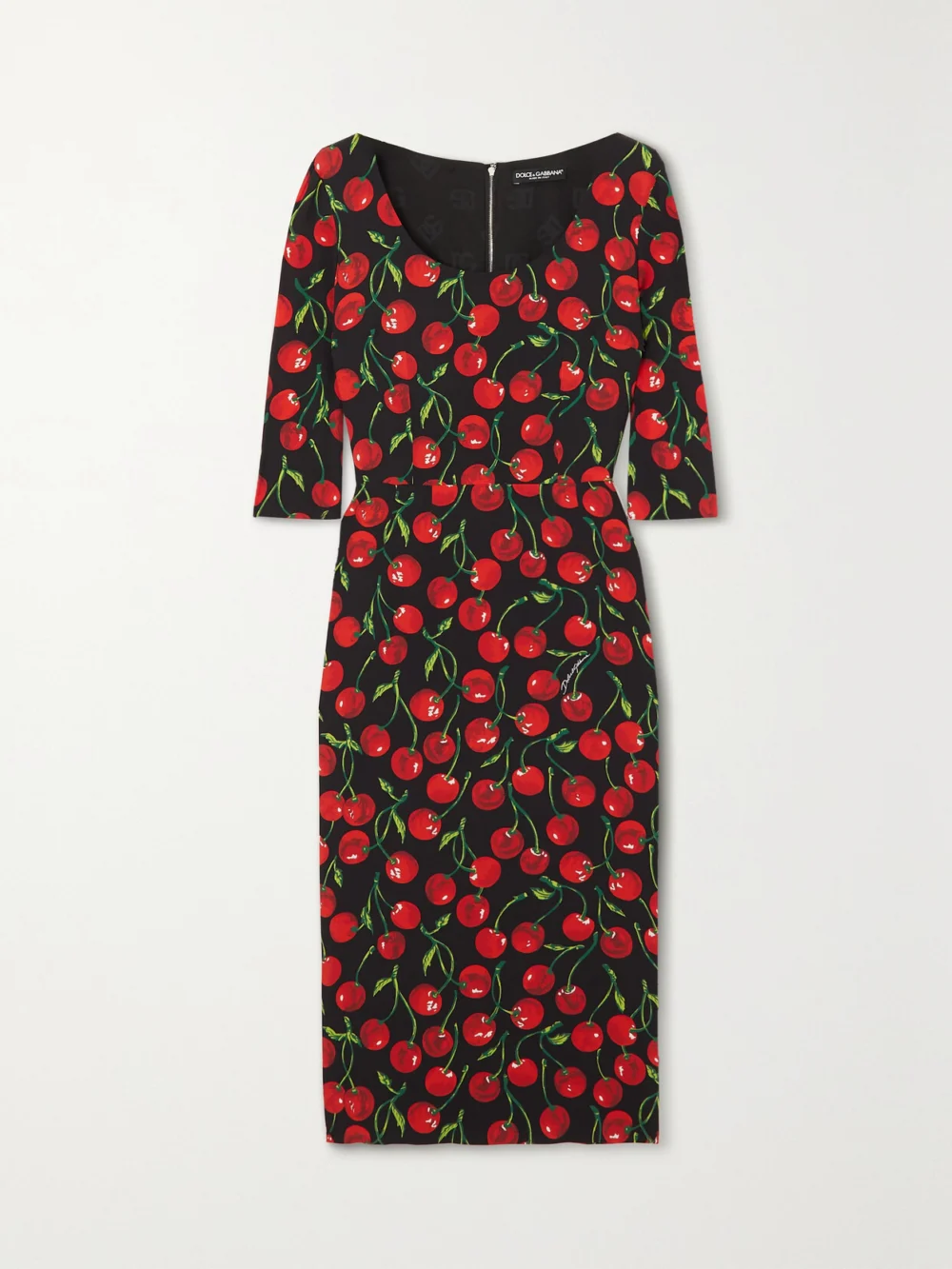 Dolce & Gabbana Printed Stretch-silk Charmeuse Midi Dress in red