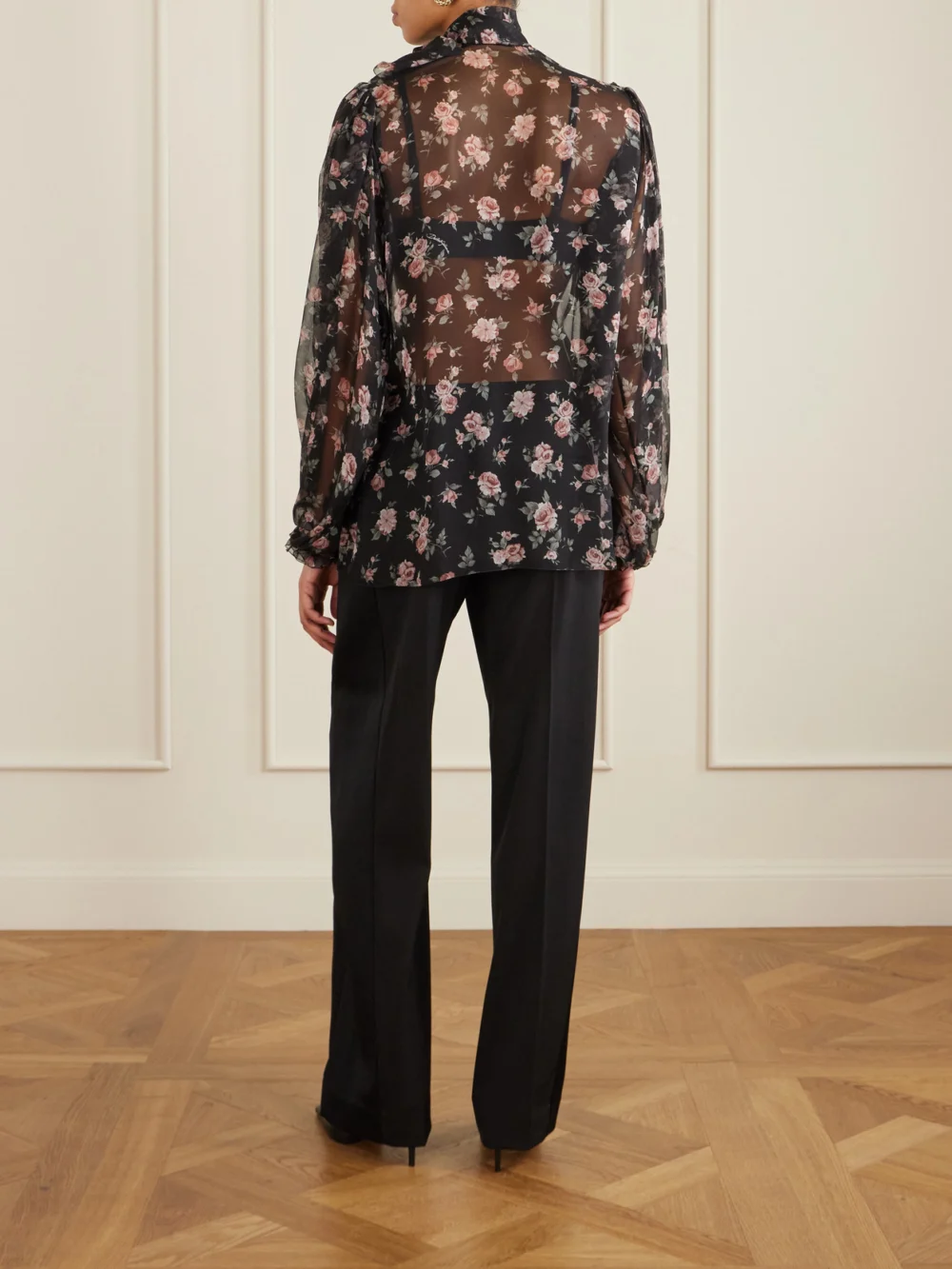 Back view of the Dolce & Gabbana Pussy-bow Silk-chiffon Blouse