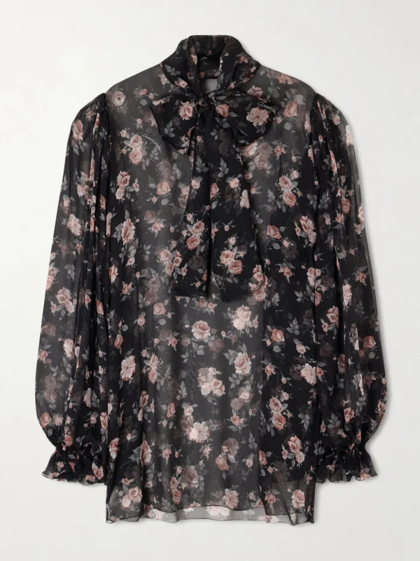 Dolce & Gabbana Pussy-bow Silk-chiffon Blouse