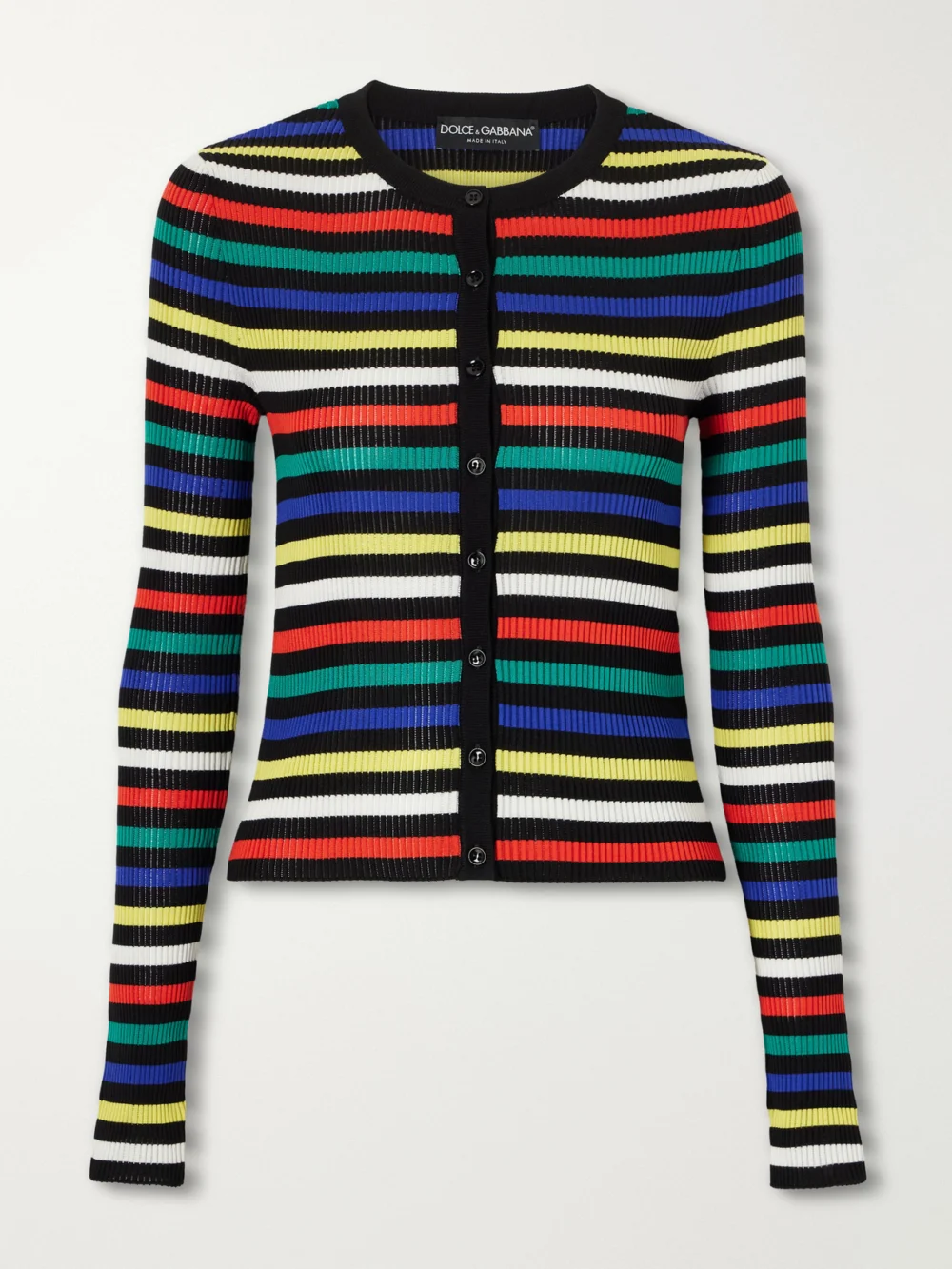 Dolce & Gabbana Ribbed Striped Silk Cardigan in multi