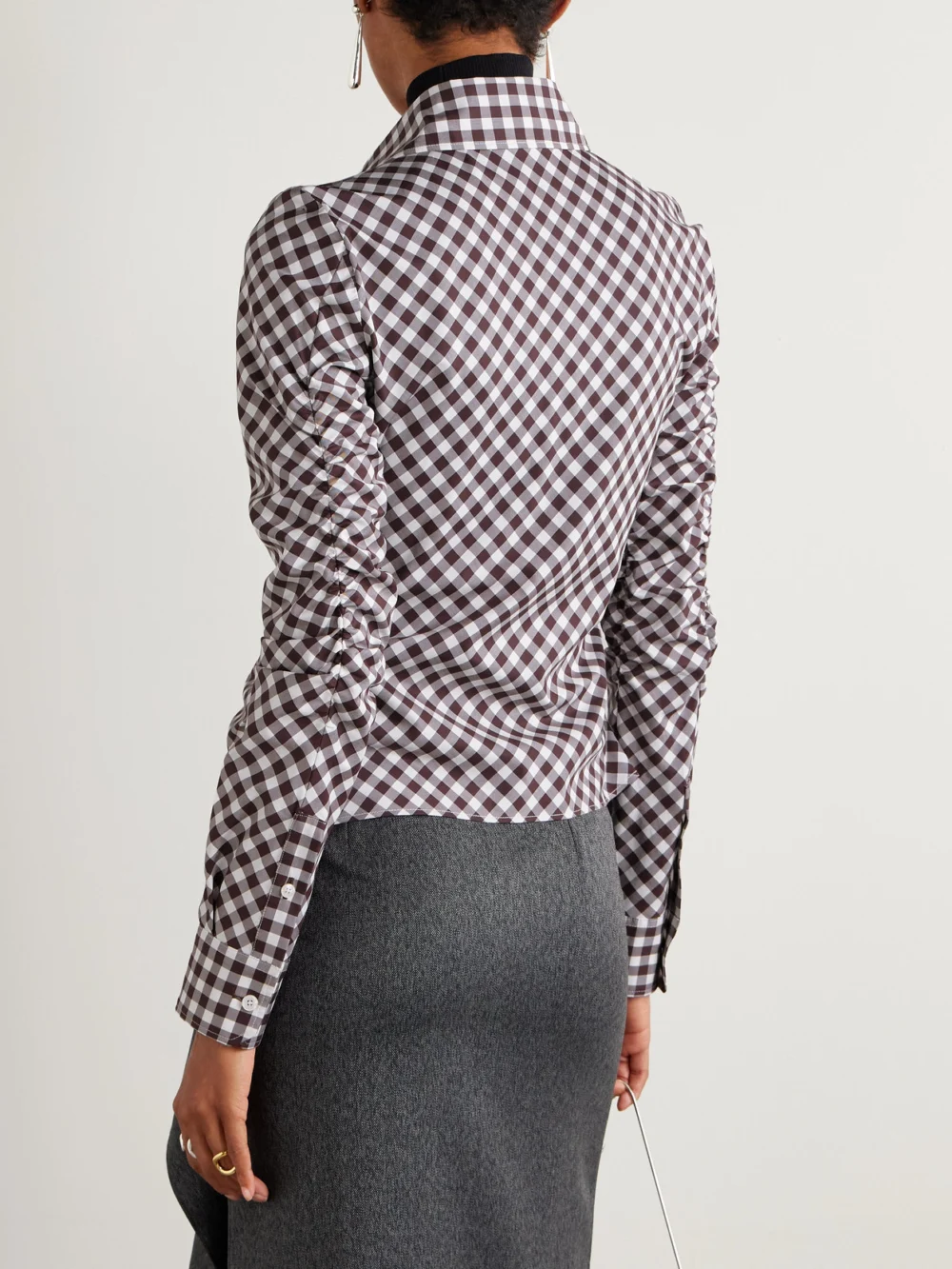 Back view of the Dolce & Gabbana Ruched Gingham Cotton Shirt