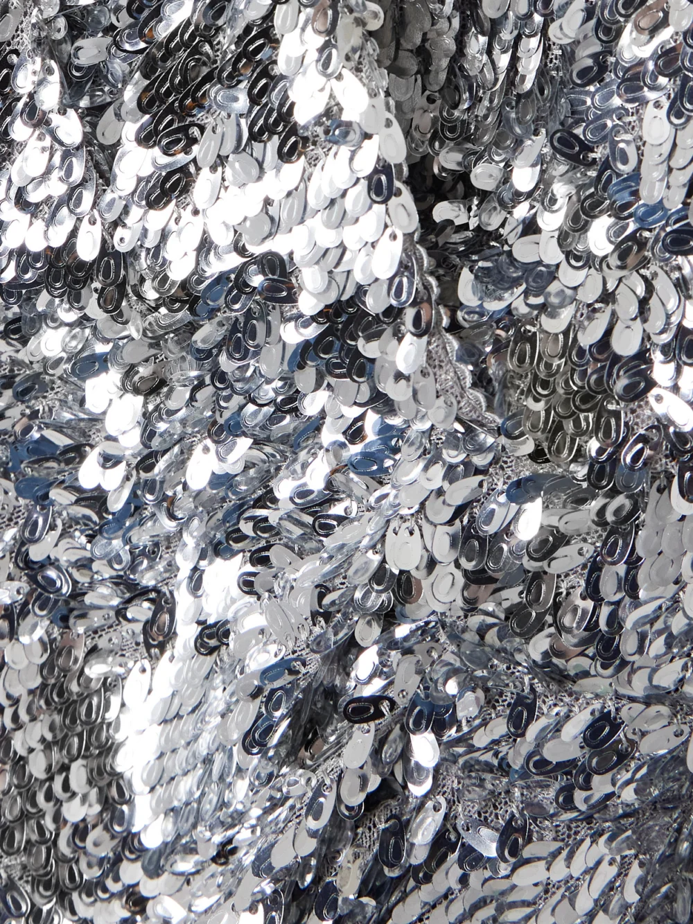 Close-up detail of the Dolce & Gabbana Ruched Sequined Tulle Mini Dress