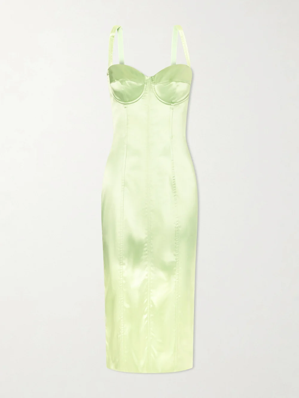 Dolce & Gabbana Satin Bustier Midi Dress in light green