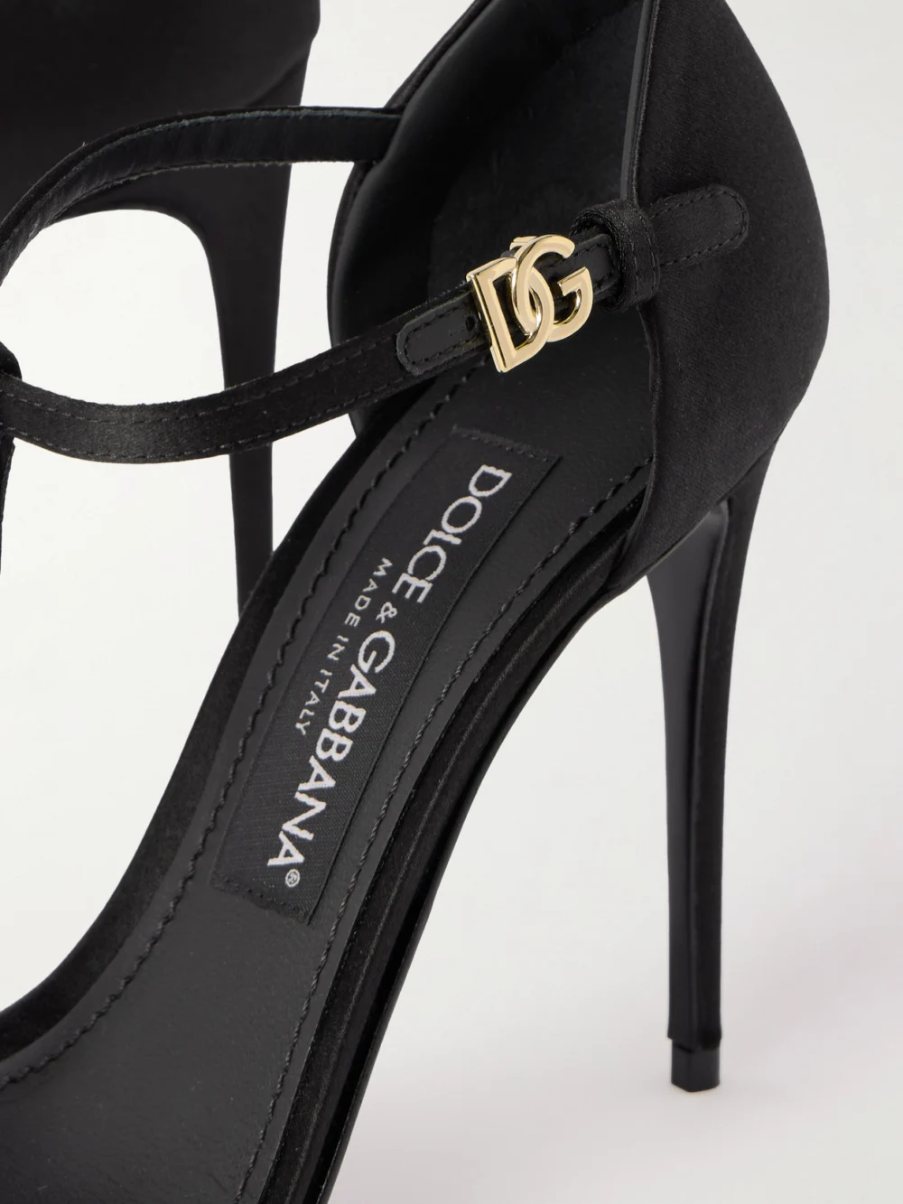Close-up detail of the Dolce & Gabbana Satin Sandals