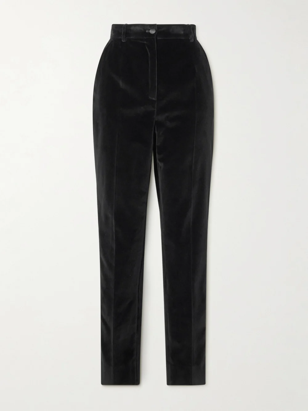 Dolce & Gabbana Satin-trimmed Cotton-blend Velvet Slim-leg Pants in black