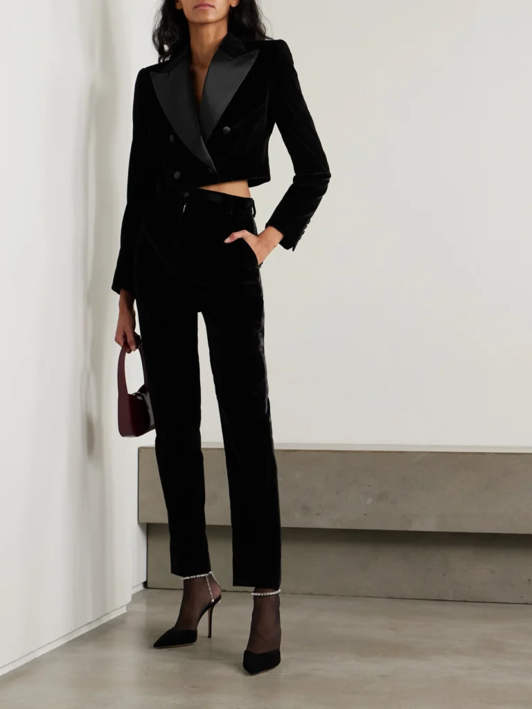 Dolce & Gabbana Satin-trimmed Cotton-blend Velvet Slim-leg Pants