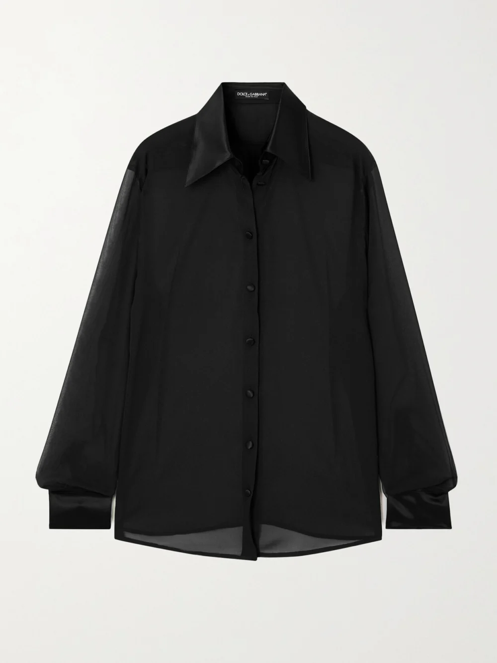 Dolce & Gabbana Satin-trimmed Silk-chiffon Shirt in black