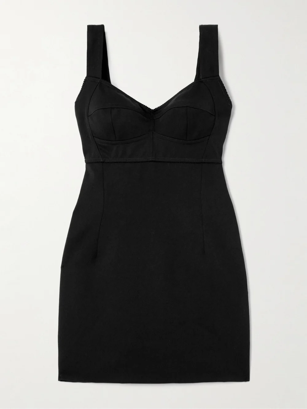 Dolce & Gabbana Scalloped Wool-blend Gabardine Mini Corset Dress in black
