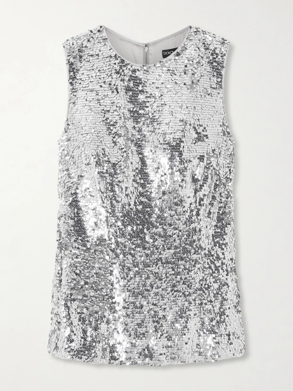 Dolce & Gabbana Sequined Satin Top in silver