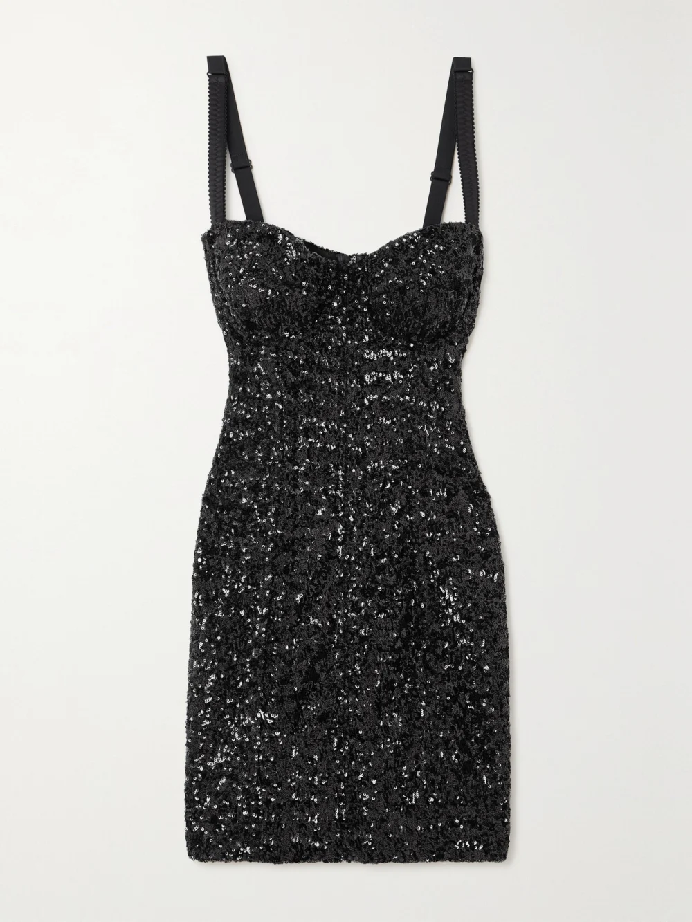 Dolce & Gabbana Sequined Stretch-tulle Mini Dress in black